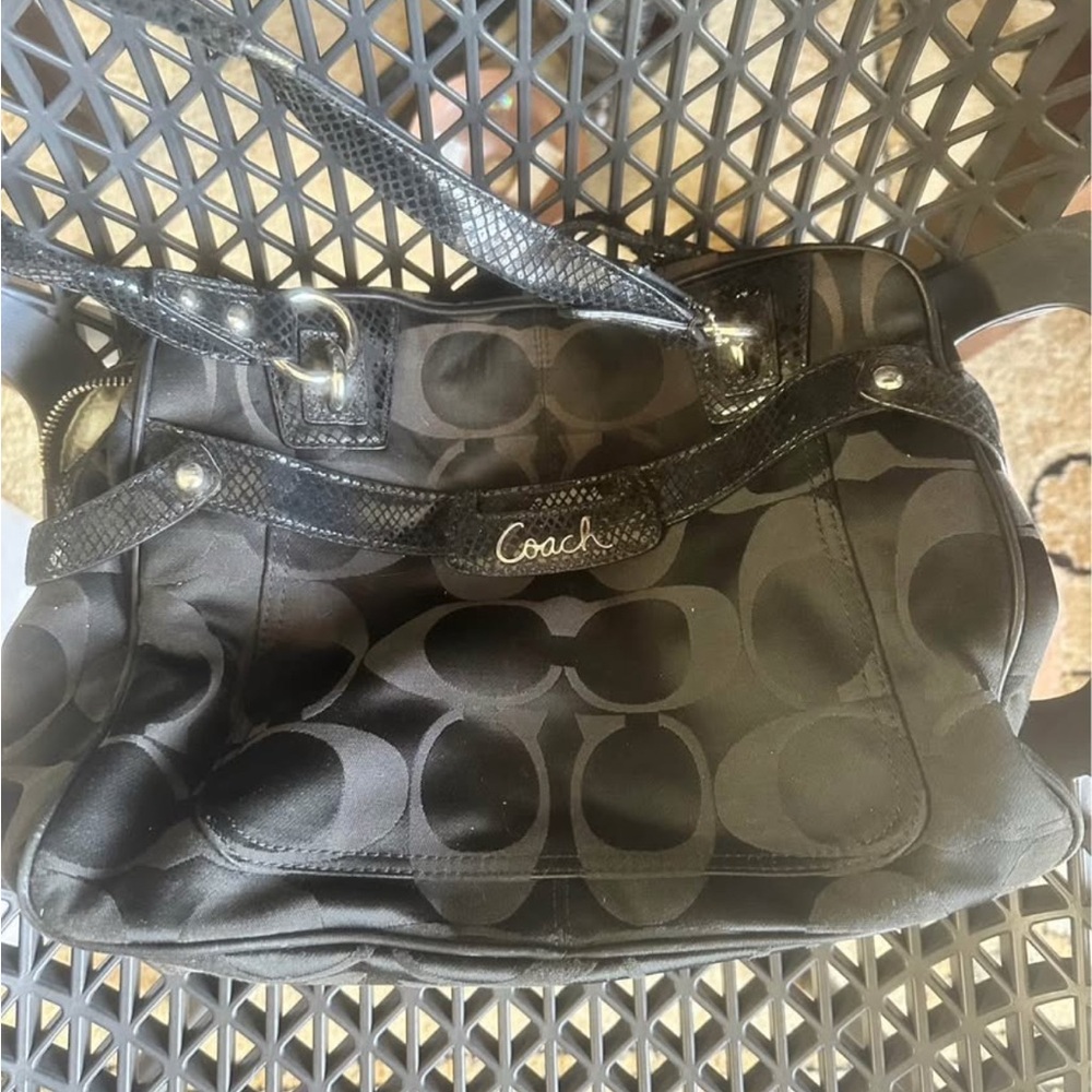 Coach Black Shoulder Bag with Signature Monogram